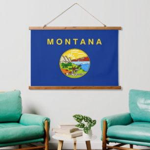 Wandtapeten mit der Fahne von Montana, USA. Wandteppich Mit Holzrahmen