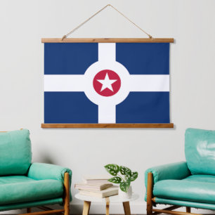 Wandtapeten mit der Flagge von Indianapolis, USA. Wandteppich Mit Holzrahmen