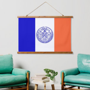 Wandtapeten mit der Flagge von New York City, USA. Wandteppich Mit Holzrahmen