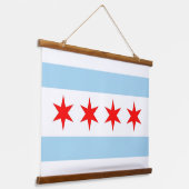 Wandtapeten mit Fahne von Chicago City, USA. Wandteppich Mit Holzrahmen (Gewinkelt)