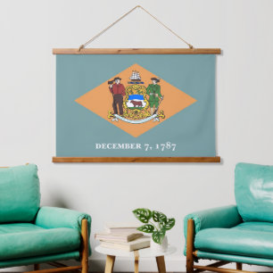 Wandtapeten mit Fahne von Delaware, USA. Wandteppich Mit Holzrahmen