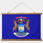 Wandtapeten mit Fahne von Michigan, USA. Wandteppich Mit Holzrahmen (Vorne)