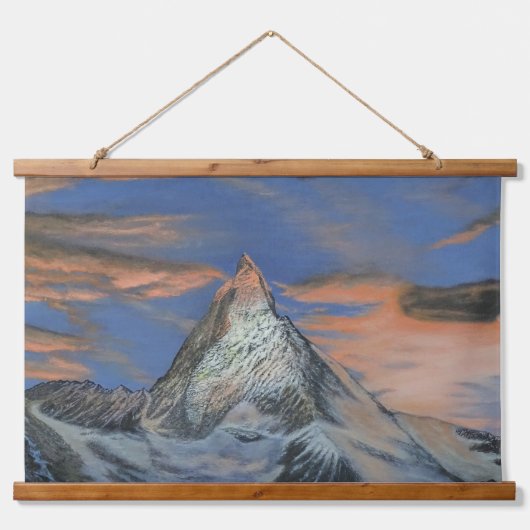 Wandteppich - "Das Matterhorn bei Sonnenuntergang" Mit Holzrahmen (Vorne)