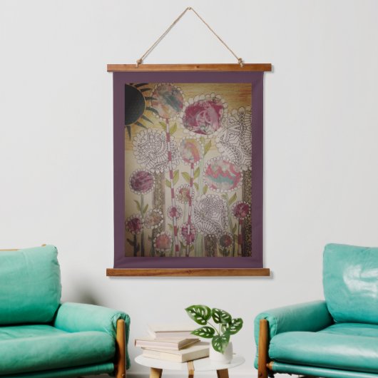 Wandteppich - Fantastische Blumen Mit Holzrahmen (Wohnzimmer)