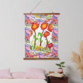 Wandteppich - Florale Art Deco Mit Holzrahmen (Schlafzimmer)