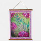 Wandteppich - Lebendige rosa Blumen Mit Holzrahmen (Vorderseite)