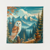 Wandteppich mit einer Schleiereule in der Natur (Vorderseite)