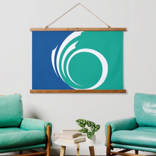 Wandteppich mit Flagge von Ottawa, Kanada Holzrahmen (Wohnzimmer)