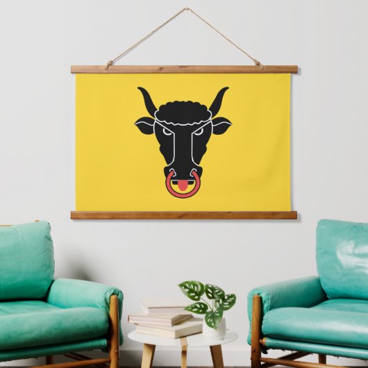 Wandteppich mit Flagge von Uri, Schweiz Holzrahmen (Wohnzimmer)