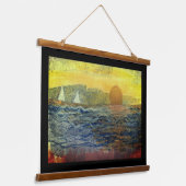 Wandteppich - Segelboote am Horizont Mit Holzrahmen (Gewinkelt)