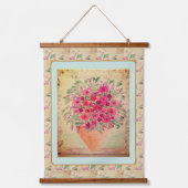 Wandteppich - Vasen mit Mixed-Media-Blumen Holzrahmen (Vorderseite)