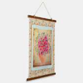 Wandteppich - Vasen mit Mixed-Media-Blumen Holzrahmen (Gewinkelt)