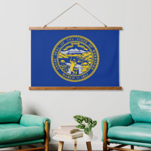 Wandteppiche mit der Fahne Nebraskas, USA.