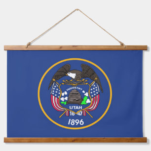 Wandteppiche mit der Flagge von Utah Staat, USA.