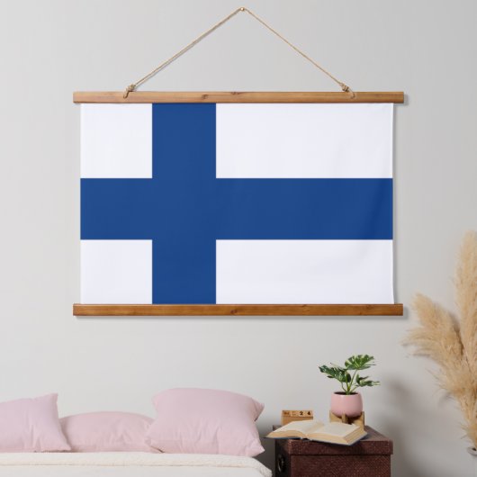Wandteppiche mit finnischer Flagge (Schlafzimmer)
