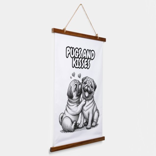 Wandteppiche mit Mops und Küssen (Gewinkelt)