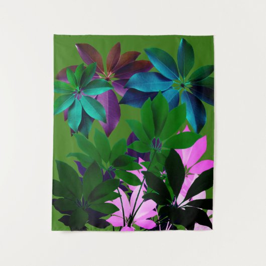 Wandteppiche mit rosa und grünen Blätter (Vorderseite)