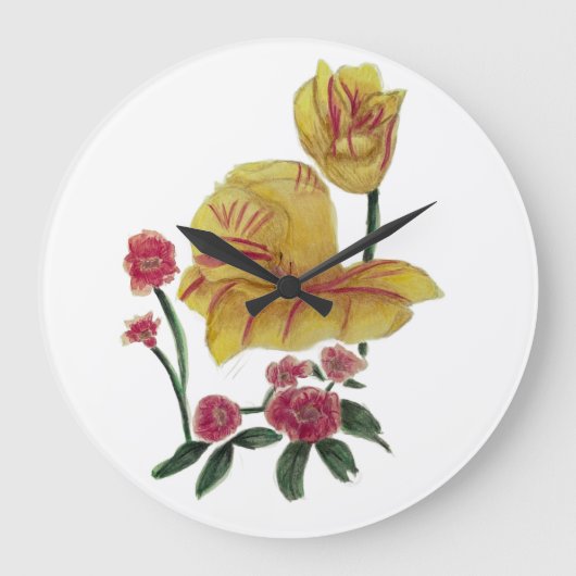 Wanduhr Aquarell Blumendesign (Vorderseite)