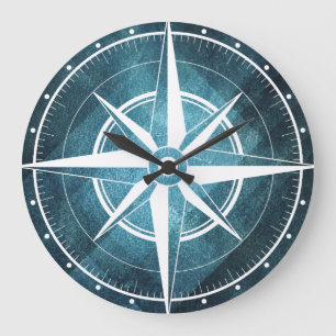 Wanduhr bläulicher Kompass