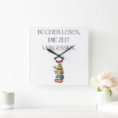 Wanduhr "Bücher lesen Zeit vergessen" (Zuhause)
