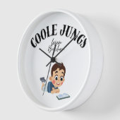 Wanduhr "Coole Jungs lesen Bücher" (Winkel)
