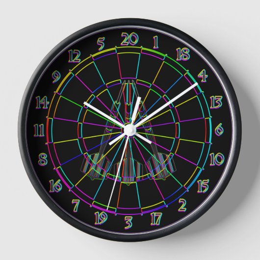 Wanduhr Dart Design Dartscheibe (Vorderseite)