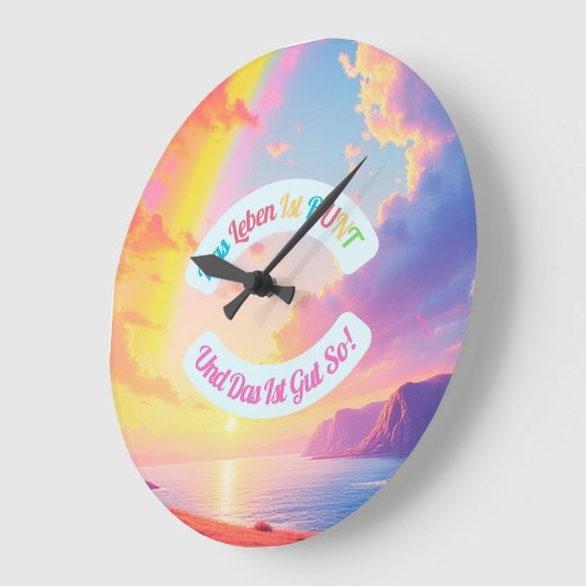 Wanduhr Das Leben ist Bunt! (Winkel)
