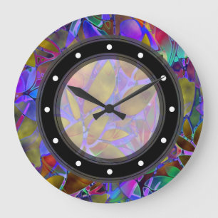 Wanduhr Floral Abstract Buntglas