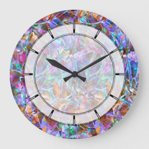 Wanduhr Floral Abstract Buntglas