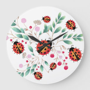 Wanduhr für Ladyvögel und Beeren