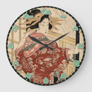 Wanduhr Geisha Dame Japanische Kanji-Ziffern