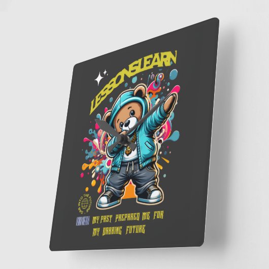 Wanduhr 'Home Decor DABBING FUTURE Lessons Learn' (Winkel)