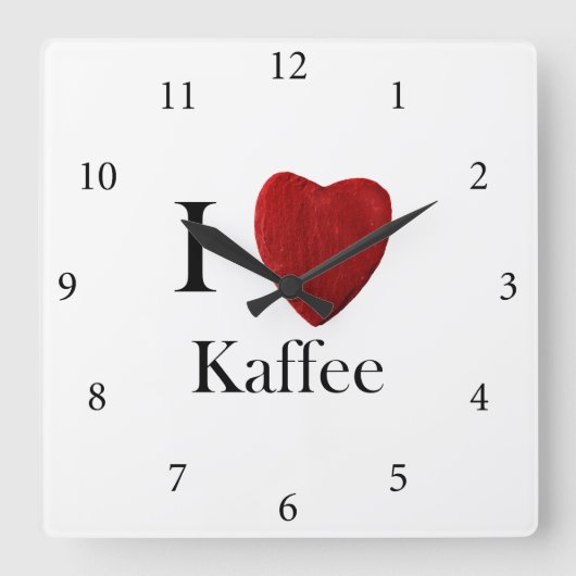 Wanduhr Ich liebe Kaffee (Vorderseite)