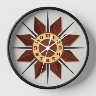 Wanduhr im Mid-Century Modern Stil mit "Holz-Look"