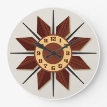 Wanduhr im Mid-Century Modern-Stil mit "Holz-Optik
