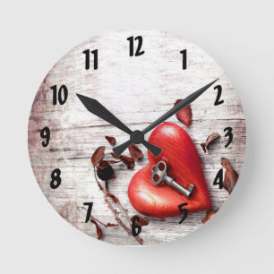 Wanduhr Land Holzschlüssel für mein Herz Rustikale