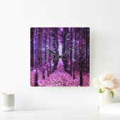 Wanduhr Magischer Wald Lila rosa (Zuhause)