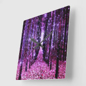 Wanduhr Magischer Wald Lila rosa (Winkel)