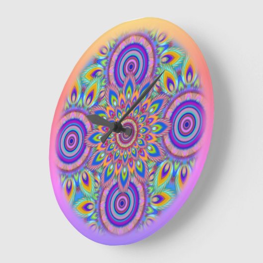 Wanduhr Mandala Psychedelischer Blumengarten (Winkel)
