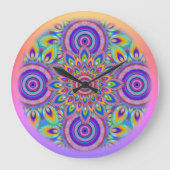 Wanduhr Mandala Psychedelischer Blumengarten (Vorderseite)