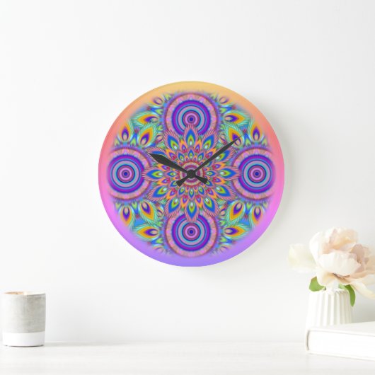 Wanduhr Mandala Psychedelischer Blumengarten (Zuhause)