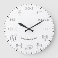 Wanduhr Mathe Uhr 3 x 3 Drei mal Drei