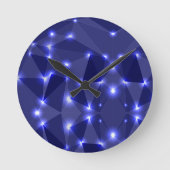 Wanduhr mit blauem Low-Poly-Design und weißen (Vorderseite)
