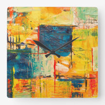 Wanduhr mit farbenfrohem abstraktem Design