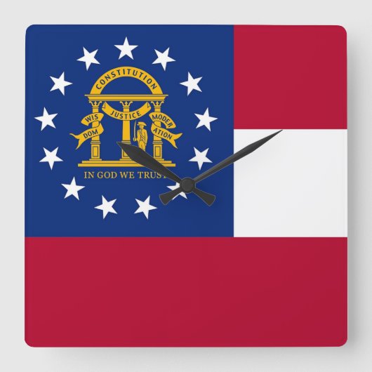 Wanduhr mit Flagge von Georgia, USA (Vorderseite)