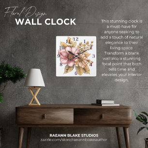 Wanduhr mit floralem Design