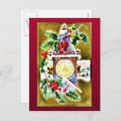 Wanduhr mit heiligen Blättern Feiertagspostkarte (Vorne/Hinten)