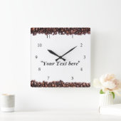 Wanduhr mit Kaffeebohnen Motiv und Textfeld (Zuhause)
