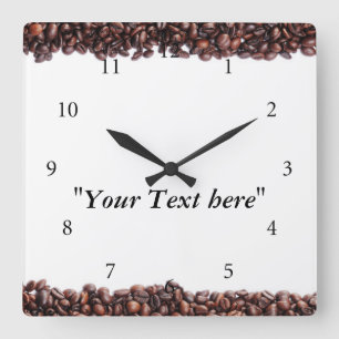 Wanduhr mit Kaffeebohnen Motiv und Textfeld