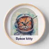 Wanduhr mit Space kitty Design (Vorderseite)